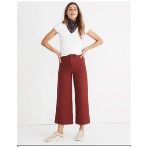 MADEWELL's Emmett Wide-Leg Crop Pants Burgundy